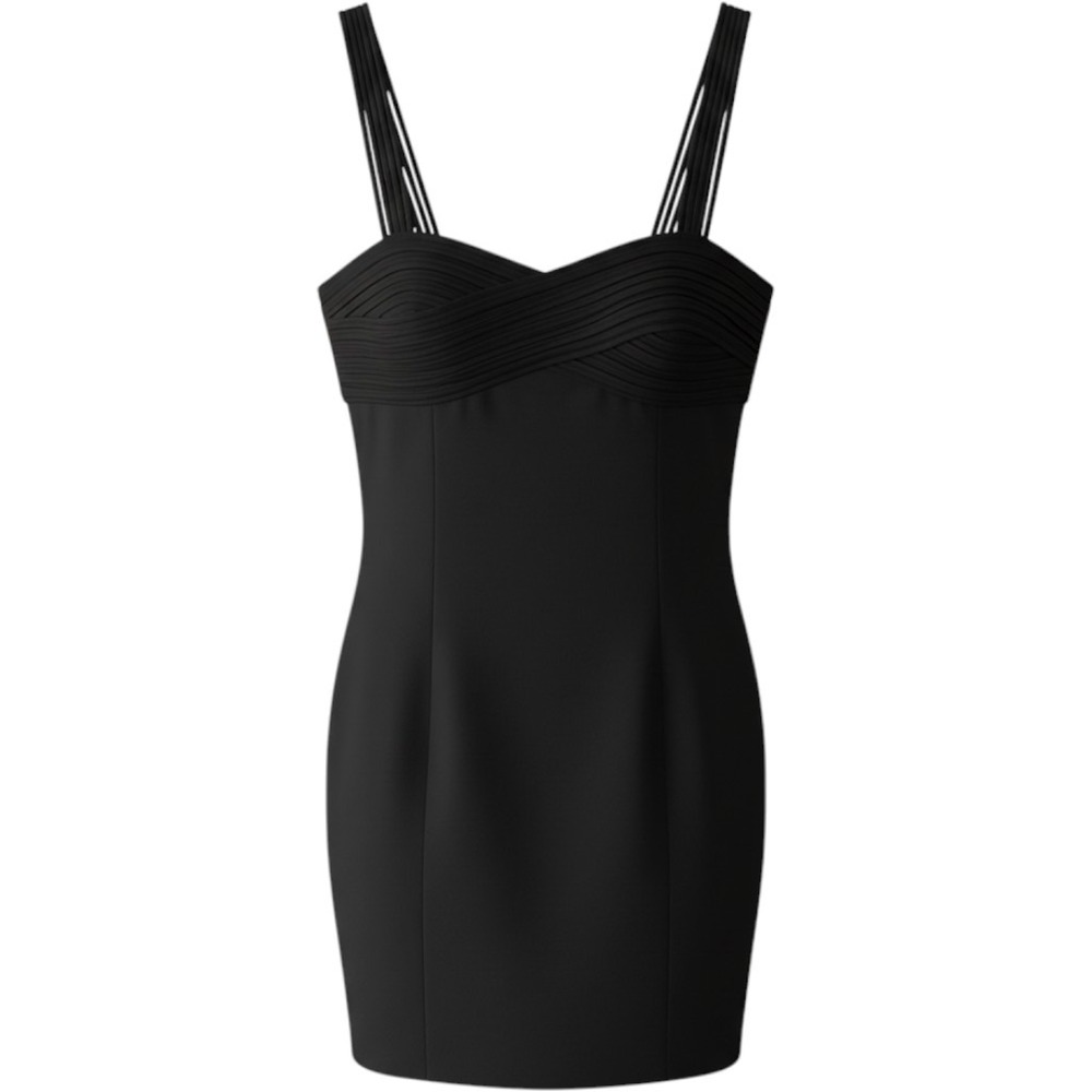Laundry Shelli Segal Cocktail Dress Women Size S Black Strappy Mini Bodycon LBD